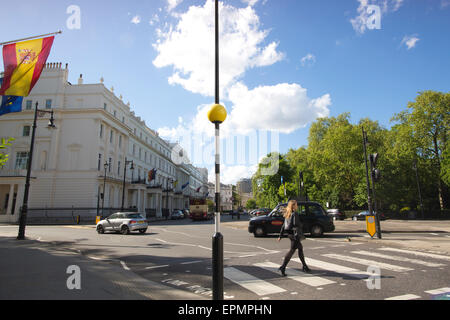 Belgrave Square umgibt Belgrave Square Garden, Grosvenor Estate, Belgravia, London, England, UK Stockfoto