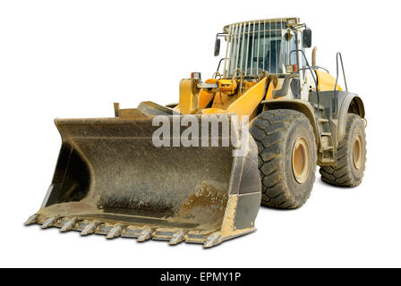 Bagger, isoliert auf weiss Stockfoto