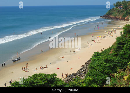 Varkala Beach Kerala Indien. Dieser Strand liegt 45 km vom internationalen Flughafen Trivandrum zieht eine große Anzahl der westlichen Touristen Stockfoto