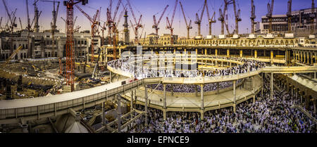 Al Haram Mosque im Bau in Mekka Saudi Arabien Februar 2014 Stockfoto