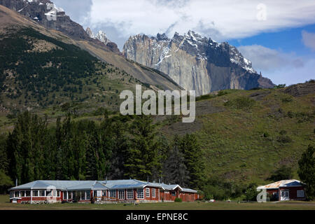 Hotel Las Torres. Torres del Paine Nationalpark. Patagonien. Chile Stockfoto