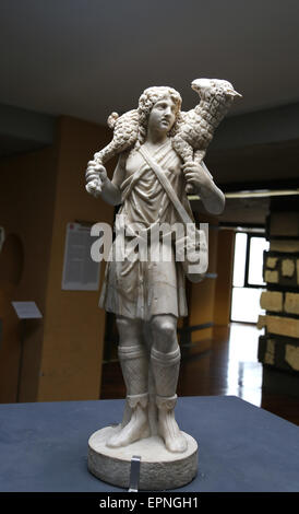 Frühe Christen. Statue des guten Hirten, tragen ein Lamm. 3. Jahrhundert N.Chr.. Von Katakombe Domitilla. Vatikanischen Museen. Stockfoto