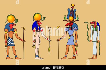 Verschiedenen ägyptischen Götter - Vektor-illustration Stock Vektor