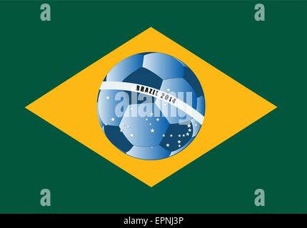 Vektor-Illustration der Brasilien-Flagge mit Fußball-ball Stock Vektor