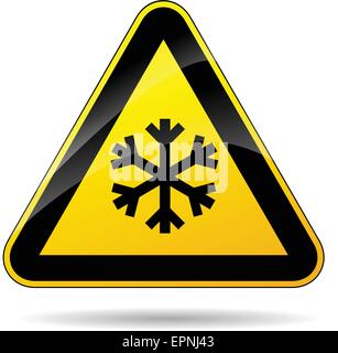 Außenillustration gelbes Dreieck Zeichen für Schnee Stock Vektor