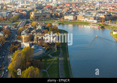 Draufsicht der Weichsel in Krakau (Krakow), Polen. Stockfoto