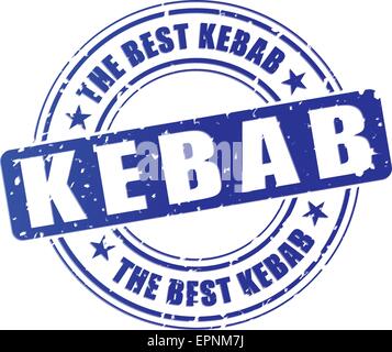 Illustration der Kebab blauer Stempel Design-Ikone Stock Vektor