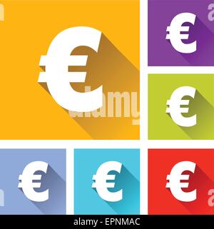 Abbildung des flachen Designs stellen Icons für euro Stock Vektor