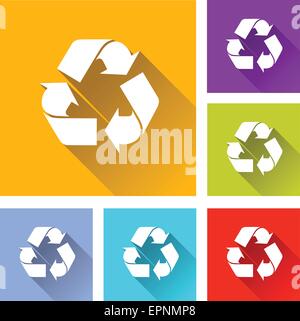 Abbildung des flachen Designs stellen Icons für Recycling Stock Vektor