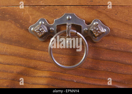 Detail des Schlosses auf einem alten Vintage Stamm Stockfoto