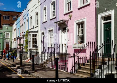 Bunte Häuser von König der Straße, Chelsea, London, England Stockfoto