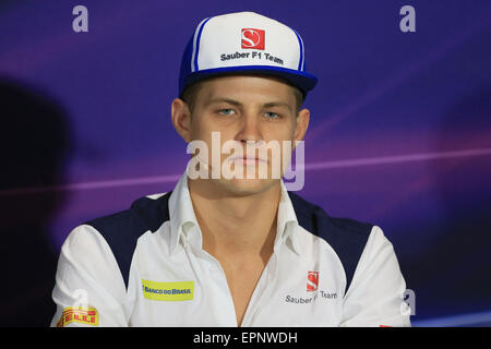 Monte Carlo, Monaco. 20. Mai 2015. Fahrer-Pressekonferenz vor Monaco F1 Grand Prix Wochenende. Sauber F1 Team Fahrer Marcus Ericsson während der Pressekonferenz Donnerstag Credit: Action Plus Sport/Alamy Live News Stockfoto