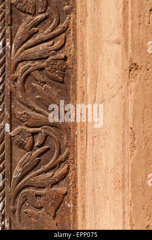 Detail der Dauji Ki Kothi in Orchha dekorative. Madhya Pradesh. Indien. Stockfoto