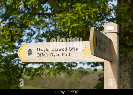 Offa es Dyke Path Zeichen, Powys, Mid Wales, UK Stockfoto