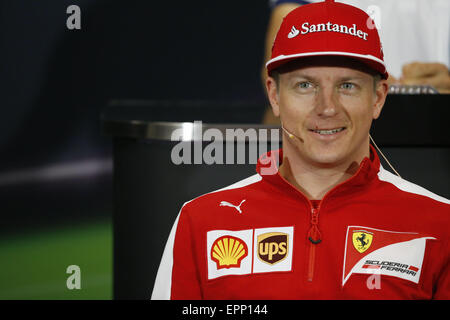 Monte Carlo, Monaco. 20. Mai 2015. KIMI RÄIKKÖNEN von Finnland und Scuderia Ferrari Lächeln während der Pressekonferenz die 2015 Formel 1 Grand Prix von Monaco in Monte Carlo, Monaco. Bildnachweis: James Gasperotti/ZUMA Draht/Alamy Live-Nachrichten Stockfoto