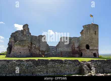 Die Ruinen des Rhuddlan Schlosses auf dem Fluss Clwyd, Rhuddlan, Denbighshire, Wales, UK Stockfoto