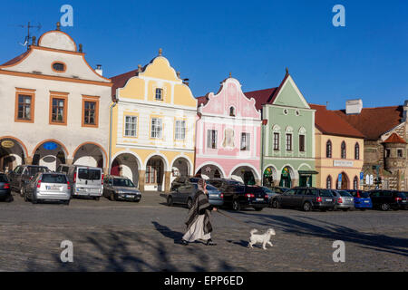 Bunte Häuser auf dem Platz Telc Tschechische Republik Stockfoto