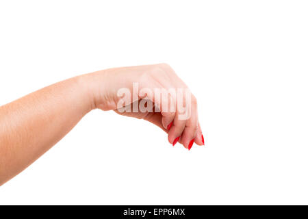 Blick auf eine weibliche Hand hob etwas beschnitten Stockfoto