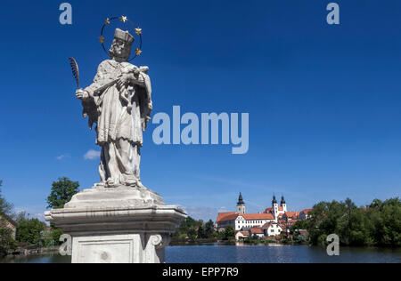 Telc Tschechische Republik Barockstatue St. Johannes von Nepomuk Mähren Stockfoto