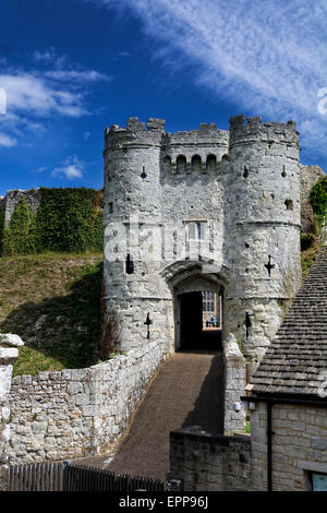 Carisbrooke Castle ist eine historische Motte und Bailey Burg befindet sich in Carisbrooke, Isle Of Wight, wo Charles war ich eingesperrt. Stockfoto