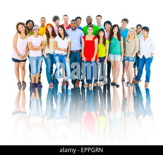 Heterogene Gruppe von Menschen, die Lächeln Stockfoto