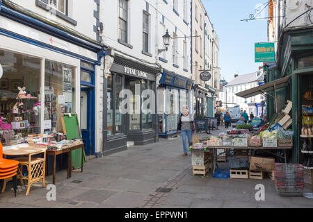 Läden in der Church Street, Monmouth Stockfoto