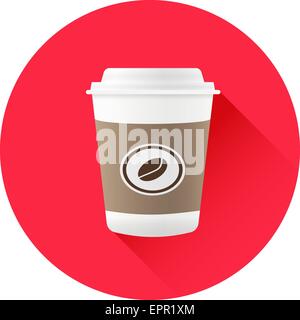 Einweg-Vektor Kaffeetassensymbol mit Kaffeebohnen-Logo. Menü-Element für Café oder Restaurant mit energetischen frisches Getränk. Trendy Stock Vektor