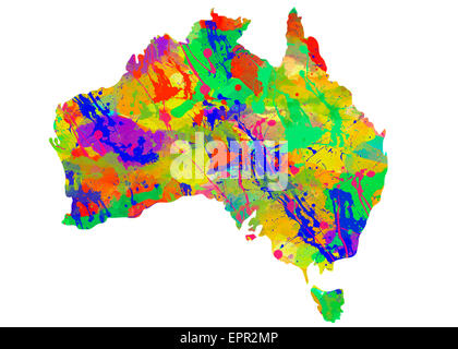 Australien-Aquarell-Karte Stockfoto