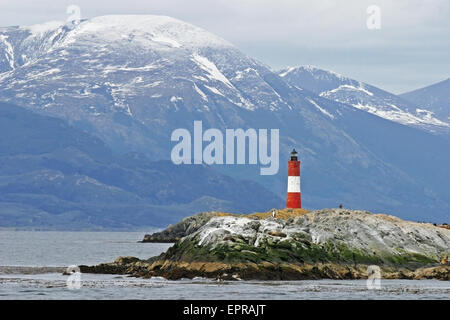 Leuchtturm im Beagle-Kanal in Tierra Del Fuego Stockfoto