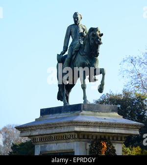 Statue, die Vertretung der allgemeinen Joan Prim auf einem Pferd in Barcelona Spanien Stockfoto