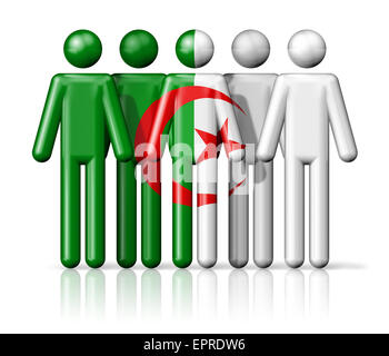 Flagge von Algerien auf Strichmännchen - nationalen und sozialen Gemeinschaft Symbol 3D-Symbol Stockfoto