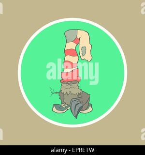 Vector Illustration Monster mit einer Socke oder Strumpf über dem Kopf Stock Vektor