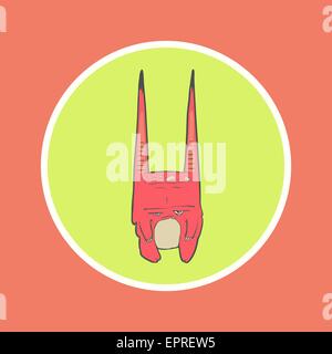 Vektor-Illustration von kleinen rosa Monster mit langen Ohren, Zähne und einen hellen Bauch. Stock Vektor