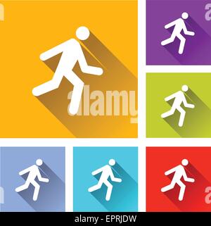 Abbildung des flachen Designs stellen Icons für Lauf Stock Vektor