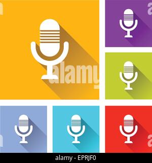 Abbildung des flachen Designs stellen Icons für Mikrofon Stock Vektor