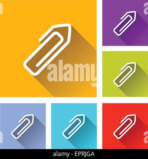 Abbildung des flachen Designs stellen Icons für Büroklammer Stock Vektor