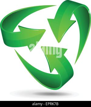 Illustration der drei grünen Pfeile für Recycling-Zeichen Stock Vektor