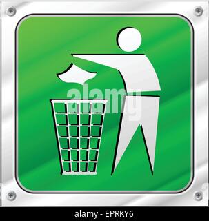 Abbildung von recycling-Symbol auf Blechschild Stock Vektor