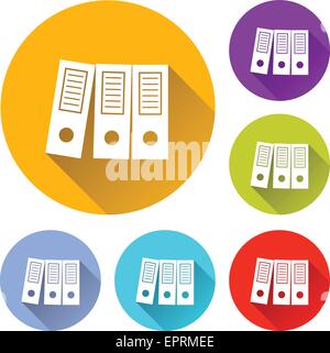 Vektor-Illustration von sechs bunten Bindemittel icons Stock Vektor