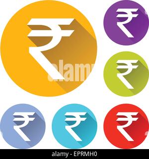 Vektor-Illustration von sechs bunte Rupie icons Stock Vektor