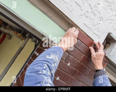 Aus rote Backstein ist platziert und bearbeitet Stockfoto