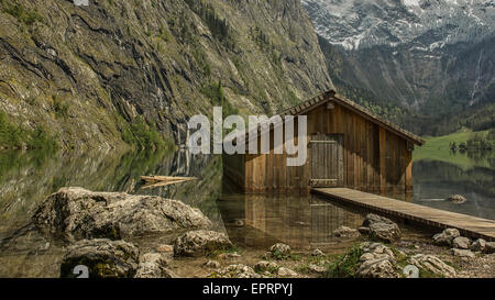 Bootsanlegestelle, Hangar am Obersee Berchtesgaden, Deutschland, Bayern Stockfoto