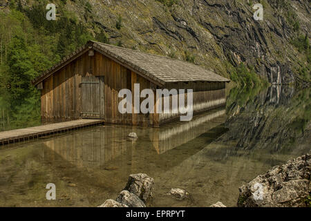 Bootsanlegestelle, Hangar am Obersee Berchtesgaden, Deutschland, Bayern Stockfoto