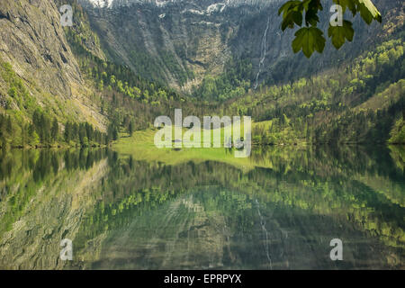 Schöne Aussicht auf Obersee See. Info-Nationalpark Berchtesgaden, Bayern, Deutschland Stockfoto