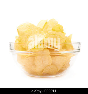 Mehreren Kartoffelchips in eine Glasschüssel Stockfoto