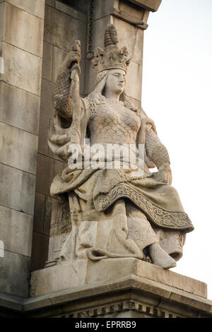 Columbus-Spalte auf den Hafen von Barcelona mit hohen details Stockfoto