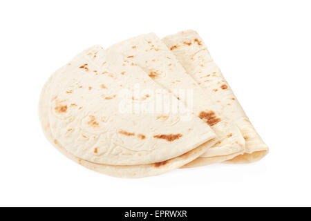 Piadina, Tortilla Gruppe isoliert auf weiss, Clipping-Pfad enthalten Stockfoto