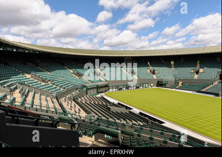 Oberstes Gericht, Wimbledon. Leer, vor Beginn der jährlichen Grand-slam-Tennis-Wettbewerb. Stockfoto