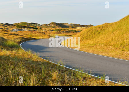 Kurvenreiche Straße im Sommer, Norderney, East Frisia Insel, Nordsee, Niedersachsen, Deutschland Stockfoto