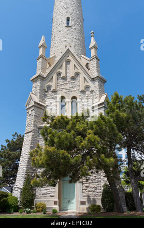 Kalkstein äußere Wahrzeichen Wasserturm Struktur in Milwaukee Wisconsin der viktorianischen gotischen Baustil Stockfoto